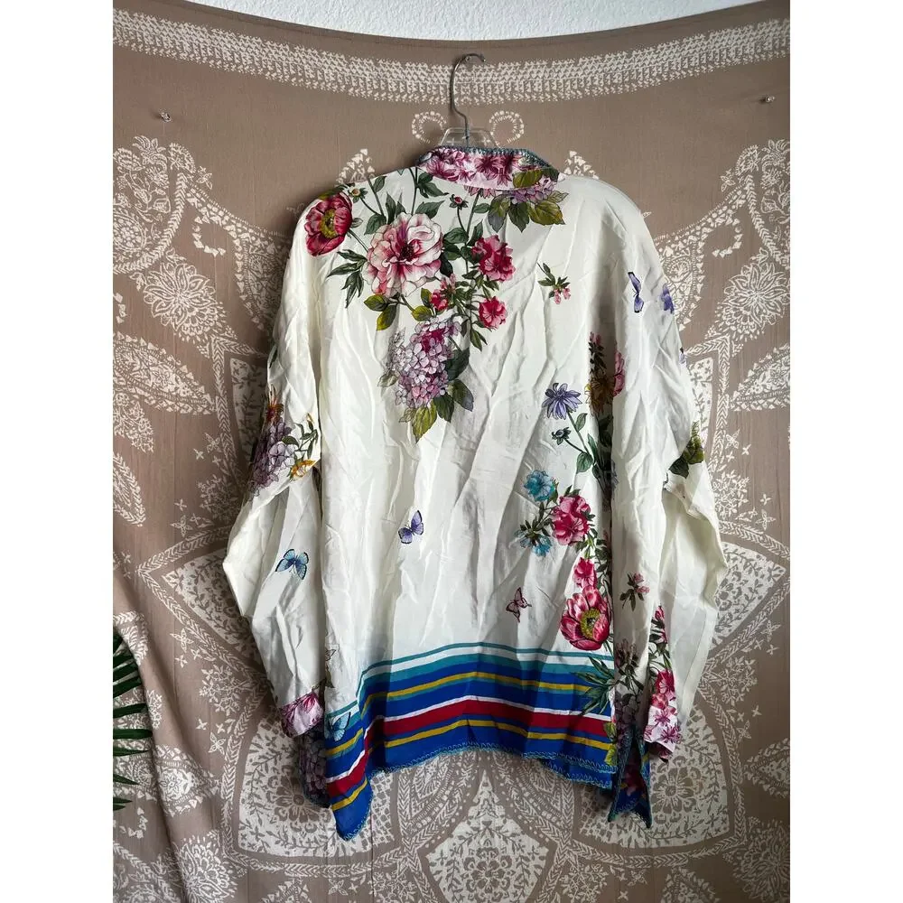 JOHNNY WAS Wilton Silk Button Down Blouse - Picture 7 of 10